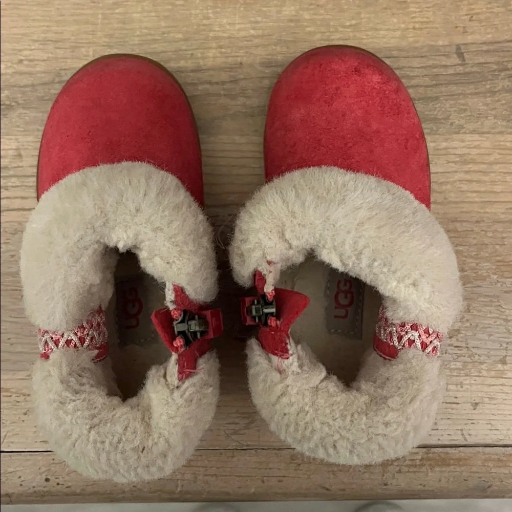 Ugg Dreamee Suede Booties Boots Faux Shearling Braid Detailing Size 6 Toddler